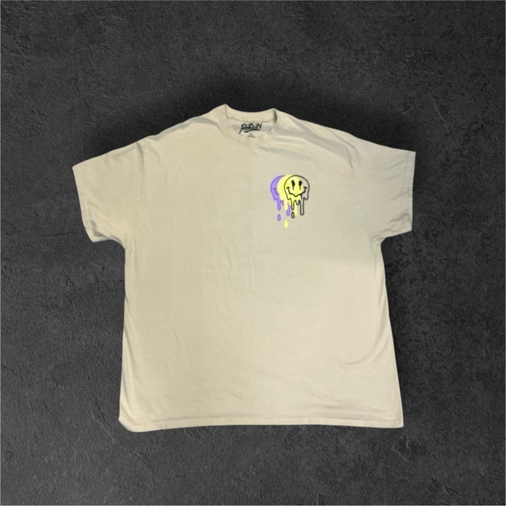 Smiley Face Graphic Tee - Cream
